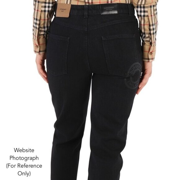 BURBERRY Mid-Rise Straight Leg Denim Pants With Roundel Logo In Black - Size 26 - Picture 8 of 8